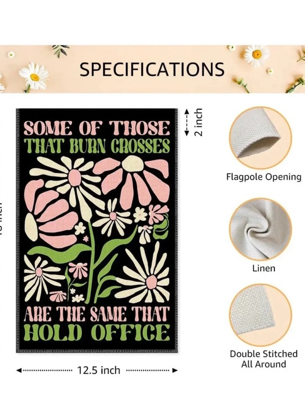 Black Graphic Flag or Tapestry with Pink & Lime Text